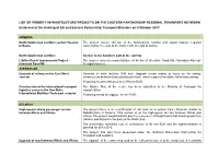 List of Priority Infrastructure Projects on the Eastern Partnership