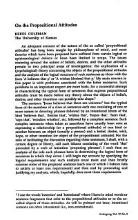 On the Propositional Attitudes