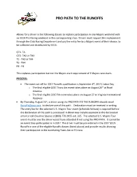 Pro Path to the Runoffs