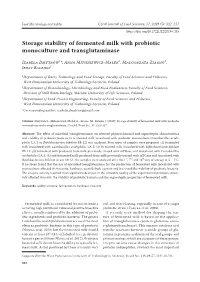 Storage Stability of Fermented Milk with Probiotic Monoculture and Transglutaminase