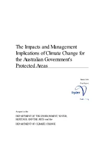 The Impacts and Management Implications of Climate Change for the Australian Government's Protected Areas