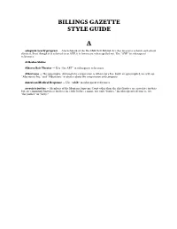 Billings Gazette Style Guide A