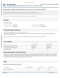 Implementation Status & Results Report Disaster Risk Management Development Policy Loan with a CAT