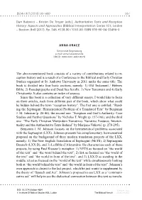 Kristin De Troyer (Eds.), Authoritative Texts and Reception History: Aspects and Approaches (Biblical Interpretation Series 151; Leiden – Boston: Brill 2017)