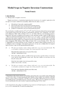 Modal Scope in Negative Inversion Constructions