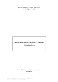Secularization Without Secularism in Pakistan