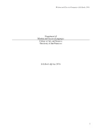 1 Department of Modern and Classical Languages College of Arts And
