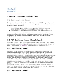 Chapter 26 BIOSAFETY Appendix B. Pathogen and Toxin Lists B.1