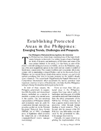 Establishing Protected Areas in the Philippines: Emerging Trends, Challenges and Prospects