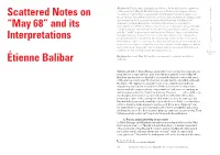 “May 68” and Its Interpretations Étienne Balibar