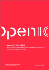Openio SDS on ARM a Practical and Cost-Eﬀective Object Storage Infrastructure Based on Soyoustart Dedicated ARM Servers