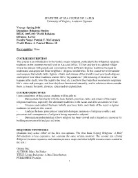SEMESTER at SEA COURSE SYLLABUS University of Virginia, Academic Sponsor