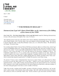 FOR IMMEDIATE RELEASE*** Statement