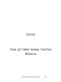 Lecture Forms and Common Gateway Interface Mechanism