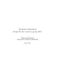 Stochastic Simulation Script for the Course in Spring 2012