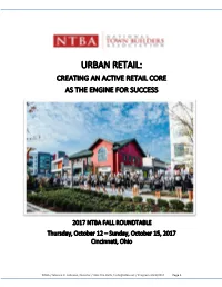 2017 NTBA FALL ROUNDTABLE Thursday, October 12 – Sunday, October 15, 2017 Cincinnati, Ohio