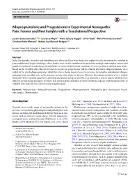 Allopregnanolone and Progesterone in Experimental Neuropathic Pain: Former and New Insights with a Translational Perspective