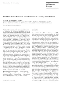 Blood-Brain Barrier Permeation: Molecular Parameters Governing Passive Diffusion