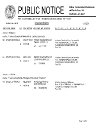 Broadcast Actions 12/1/2014
