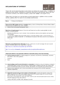 Declarations of Interest