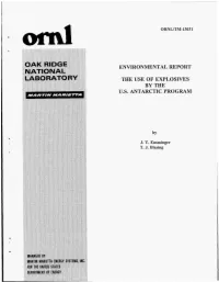Environmental Report the Use of Explosives by the Us Antarctic