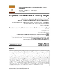 Geographic Foci of Industries: a Suitability Analysis
