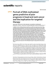 Portrait of DNA Methylated Genes Predictive of Poor Prognosis in Head