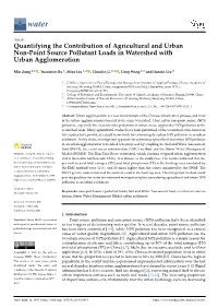 Quantifying the Contribution of Agricultural and Urban Non-Point Source Pollutant Loads in Watershed with Urban Agglomeration