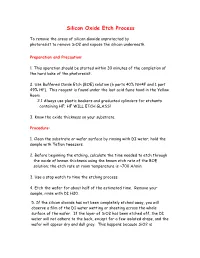 Silicon Oxide Etch Process