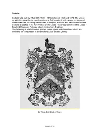 Sources in Bradford Local Studies Relating to Saltaire