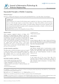 Sustainable Principles of Mobile Computing