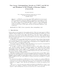 Two Linear Distinguishing Attacks on VMPC and RC4A and Weakness of RC4 Family of Stream Ciphers (Corrected)