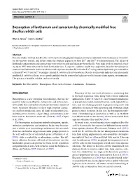 Biosorption of Lanthanum and Samarium by Chemically Modified