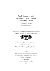 Dual Numbers and Invariant Theory of the Euclidean Group with Applications to Robotics Mohammed Daher