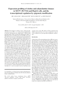 Expression Profiling of Choline and Ethanolamine Kinases in MCF7, HCT116 and Hepg2 Cells, and the Transcriptional Regulation by Epigenetic Modification