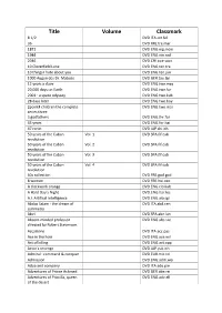 Title Volume Classmark