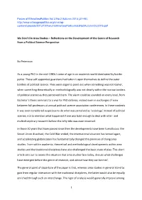 We Don't Do Area Studies – Reflections on the Development Of