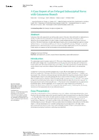 A Case Report of an Enlarged Suboccipital Nerve with Cutaneous Branch
