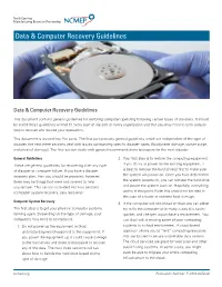 Data & Computer Recovery Guidelines