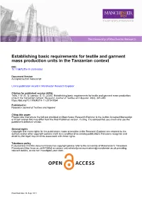 Establishing Basic Requirements for Textile and Garment Mass Production Units in the Tanzanian Context