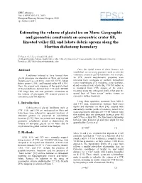 Estimating the Volume of Glacial Ice on Mars