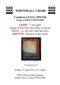FINZI Lo, the Full, Final Sacrifice BRITTEN Rejoice in the Lamb Are