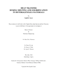 Heat Transfer During Melting and Solidification in Heterogeneous Materials