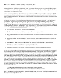 HISP 11 U.S. History Summer Reading Assignment 2017