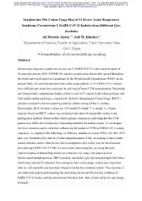 Insights Into the Codon Usage Bias of 13 Severe Acute