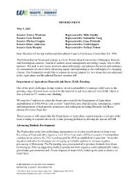 MEMORANDUM May 5, 2021 Senator Torrey Westrom Representative