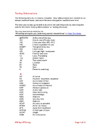 Texting Abbreviations