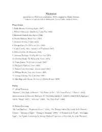Victorian Period List for Phd Oral Examination, 2020, Compiled by Shalmi Barman * Indicates Overlap with Field List (Bibliography, Textual Studies, and Book History)