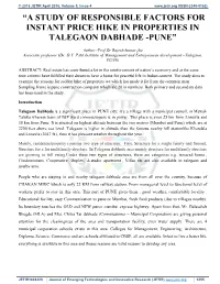 “A Study of Responsible Factors for Instant Price Hike in Properties in Talegaon Dabhade -Pune”