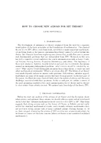 How to Choose New Axioms for Set Theory?